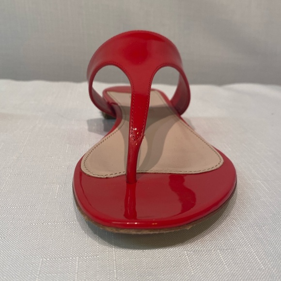 Miu Miu Thong Sandals Red Patent Leather  Metal & Rhinestone Low Heel 8.5B Italy - Picture 6 of 15